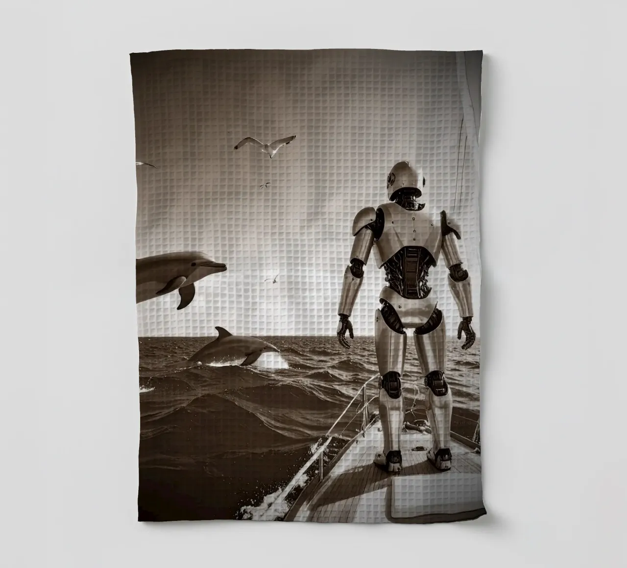 ROBOT SUR UN VOILIER. Vintage torchon de Thierry vobmann photography