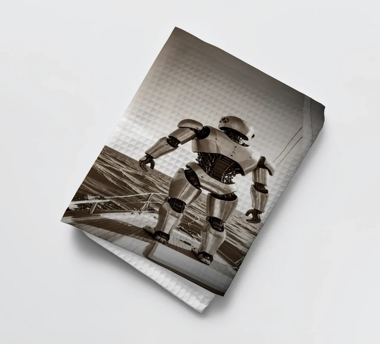 ROBOT SUR UN VOILIER. Vintage torchon de Thierry vobmann photography