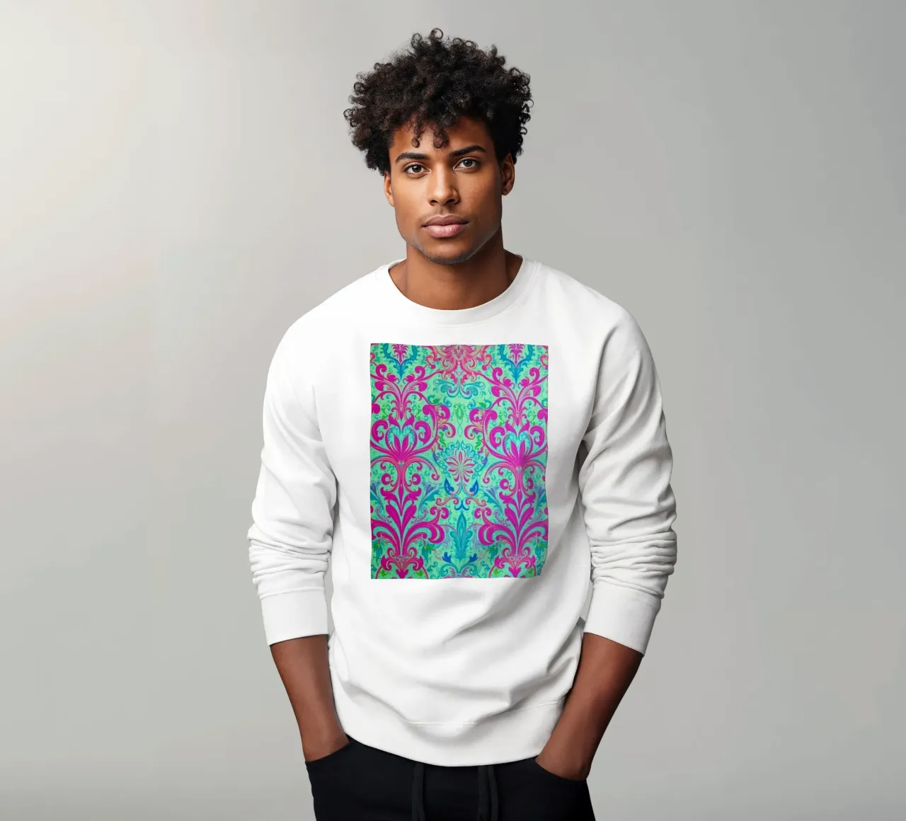 Motivo floreale colorato con disegni intricati felpa da DesignDoodle