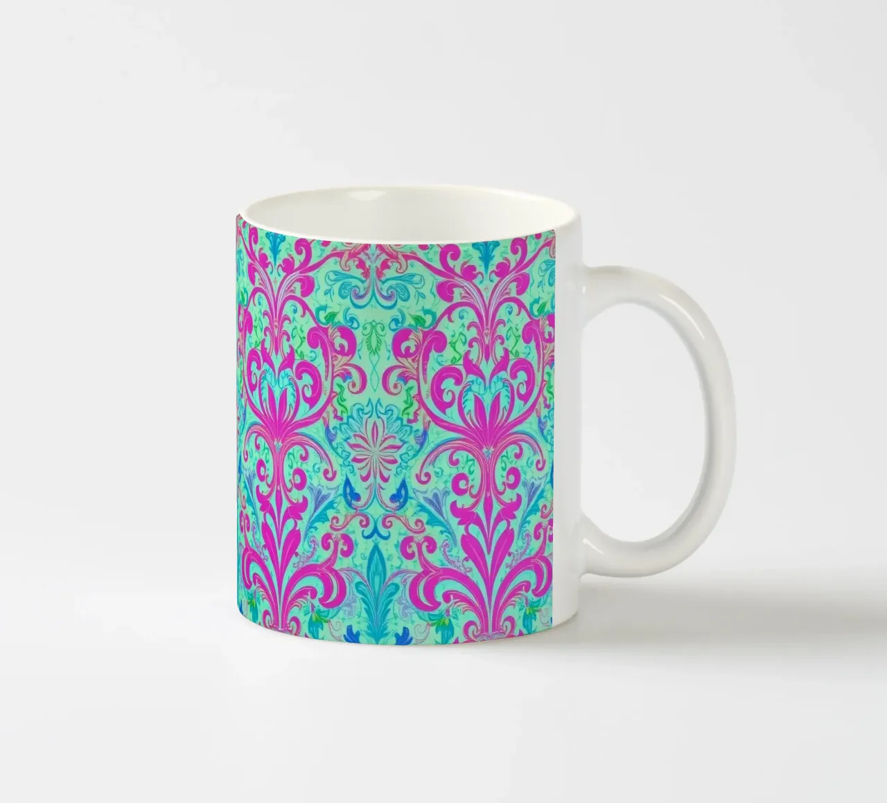 Motivo floreale colorato con disegni intricati tazza in ceramica da DesignDoodle