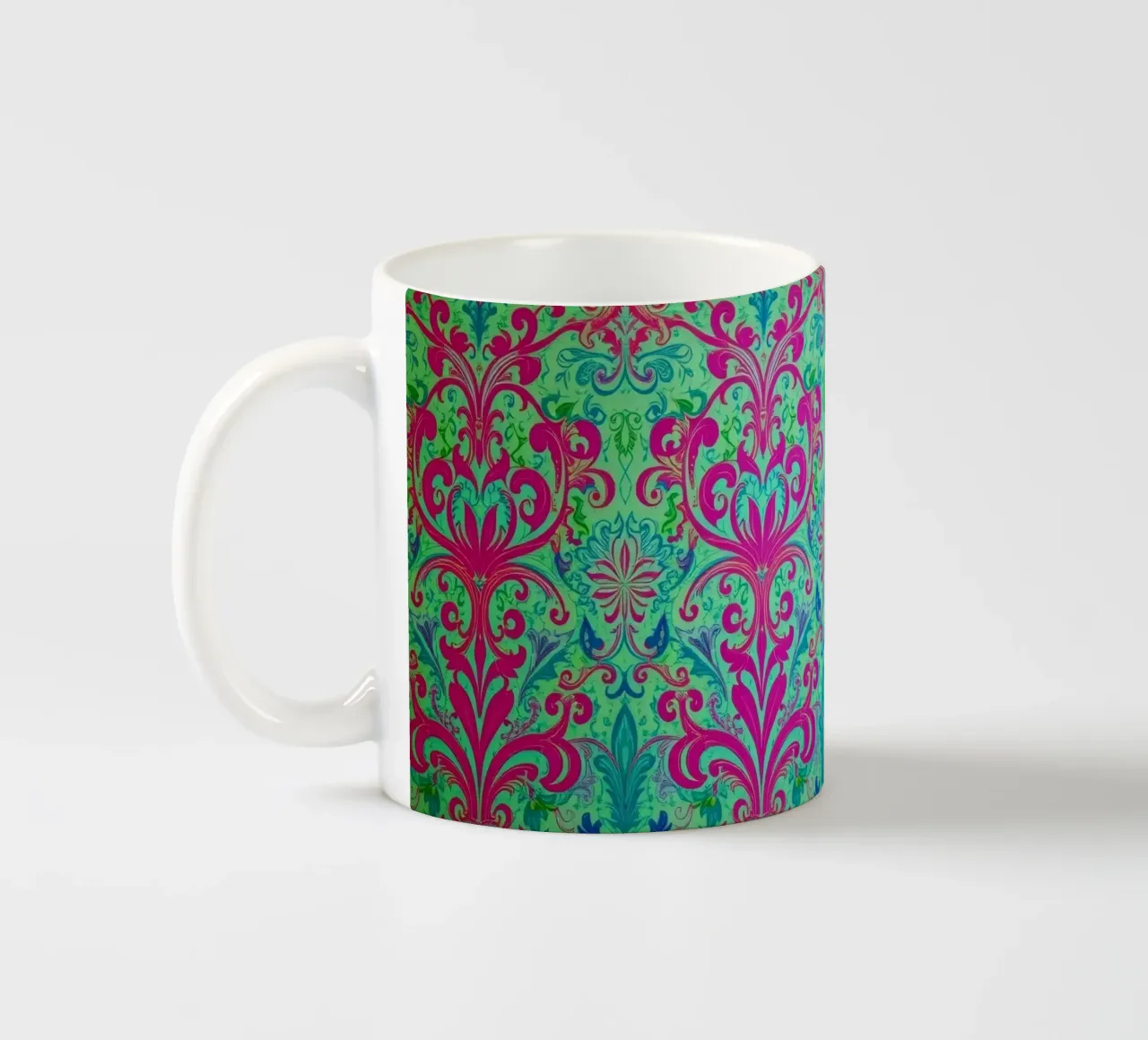 Motivo floreale colorato con disegni intricati tazza in ceramica da DesignDoodle