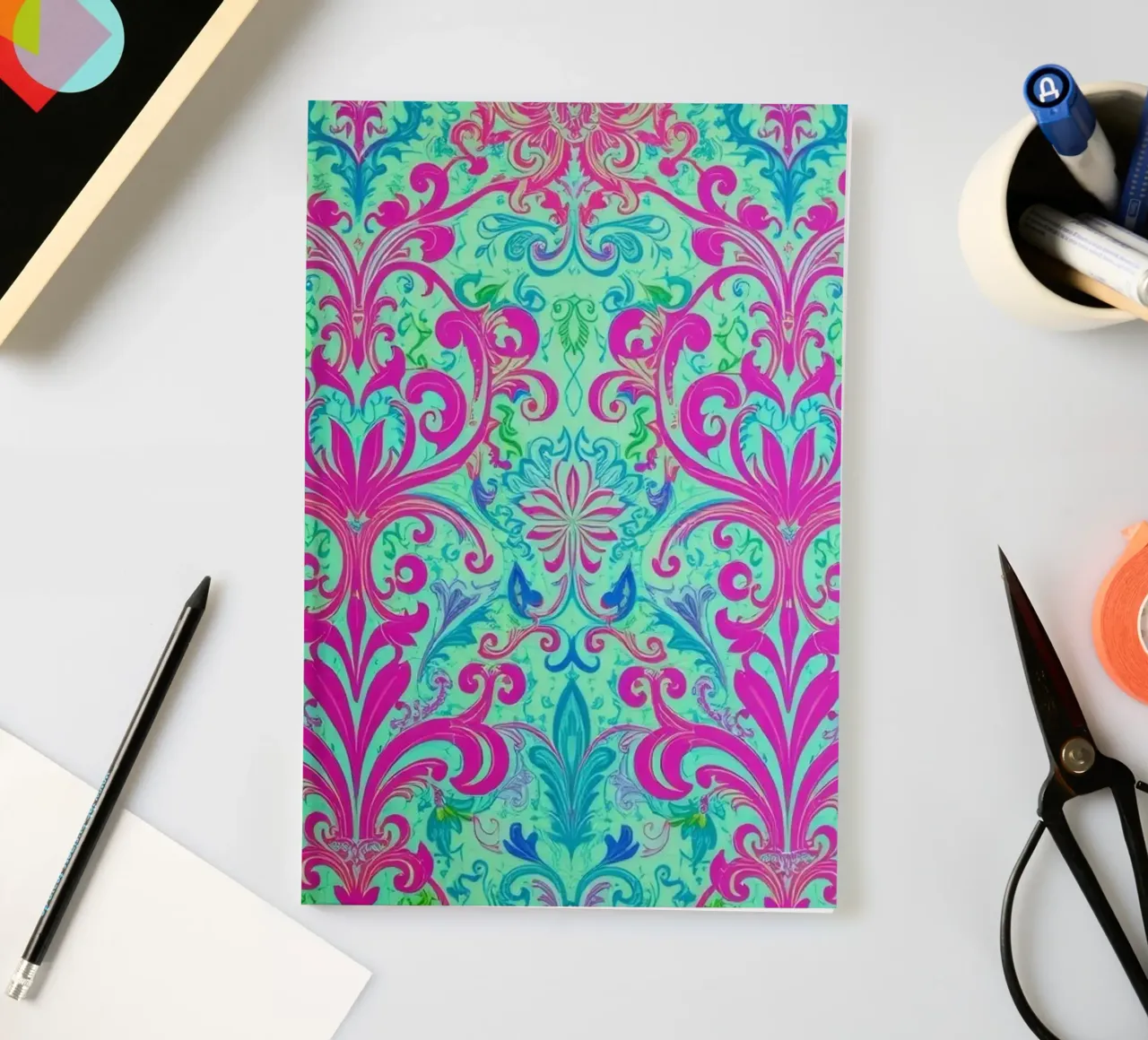 Colorful floral pattern with intricate designs notebook by DesignDoodle