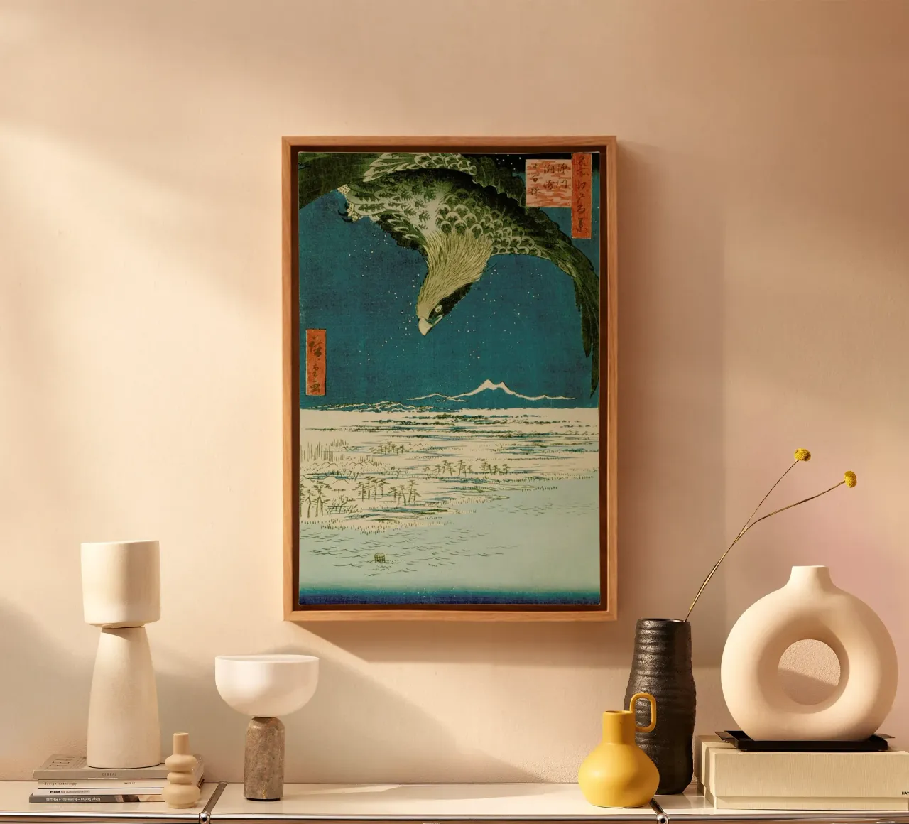 Hiroshige - One Hundred Thousand- Tsubo Plain at Susaki, Fukagawa Leinwand mit Schattenfugenrahmen von ARTOTHEK