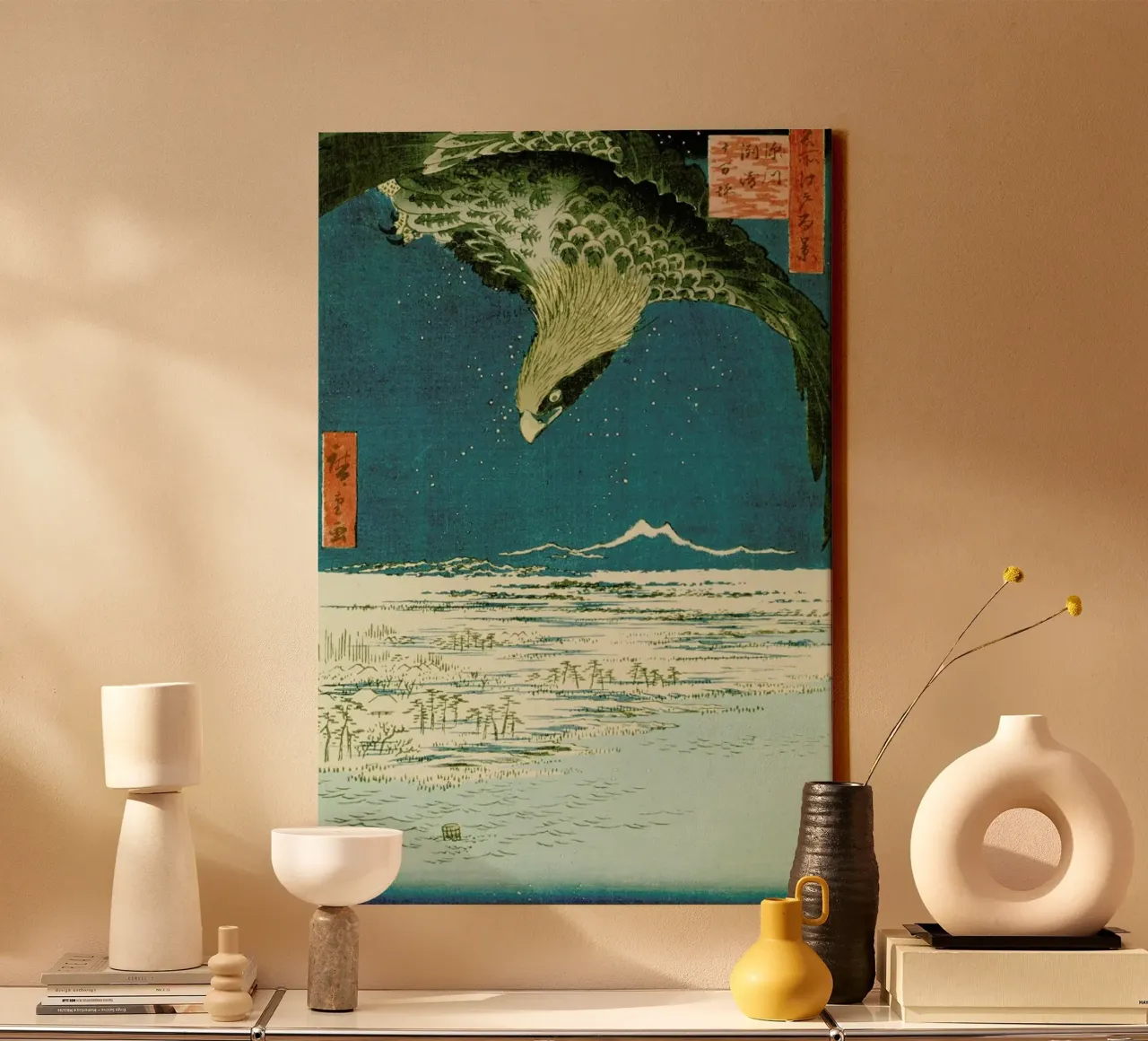 Hiroshige - One Hundred Thousand- Tsubo Plain at Susaki, Fukagawa Leinwand mit Schattenfugenrahmen von ARTOTHEK