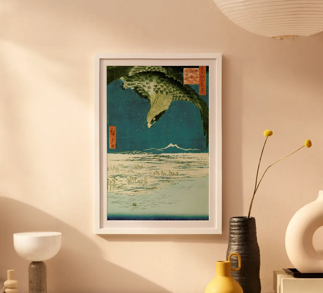 Hiroshige - One Hundred Thousand- Tsubo Plain at Susaki, Fukagawa poster con telaio in legno da ARTOTHEK