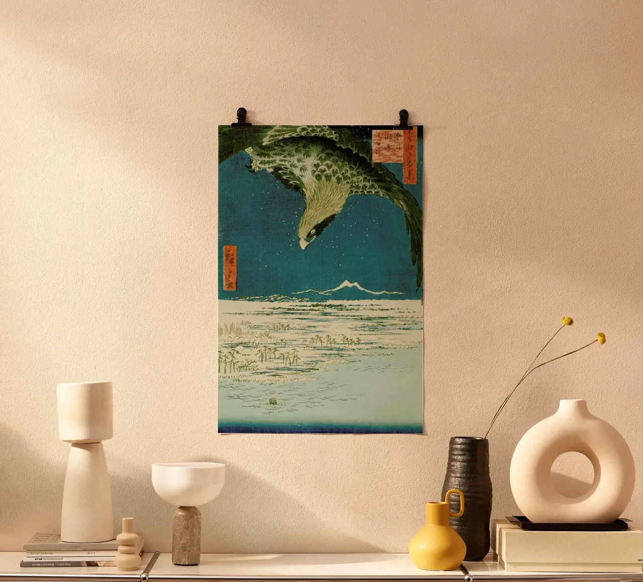Hiroshige - One Hundred Thousand- Tsubo Plain at Susaki, Fukagawa poster con telaio in legno da ARTOTHEK