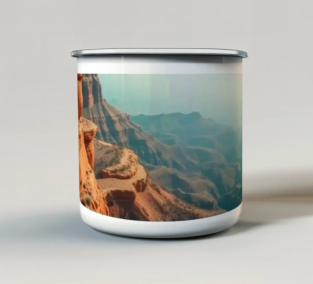 Paesaggio mozzafiato di aspre formazioni rocciose rosse tazza in smalto da DesignDoodle