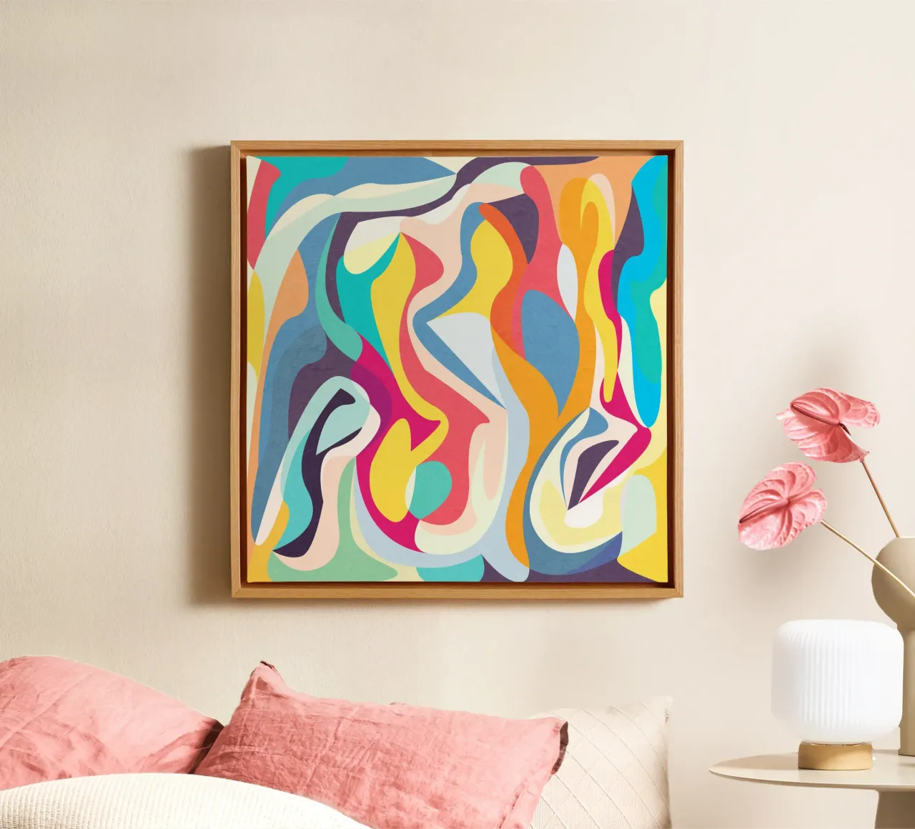Abstracte droom 07 canvas met Baklijst van lovely lines