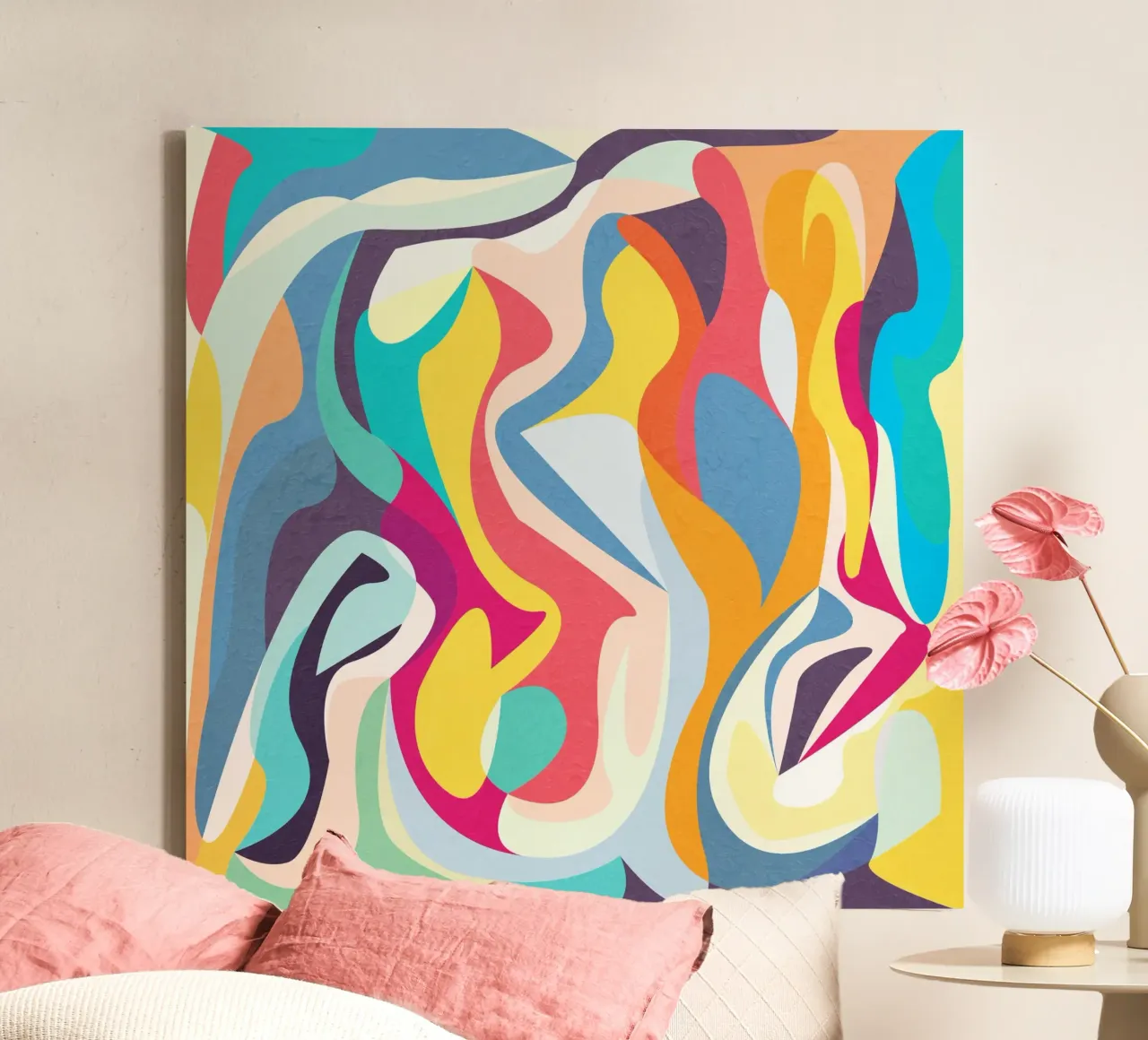Abstracte droom 07 canvas met Baklijst van lovely lines