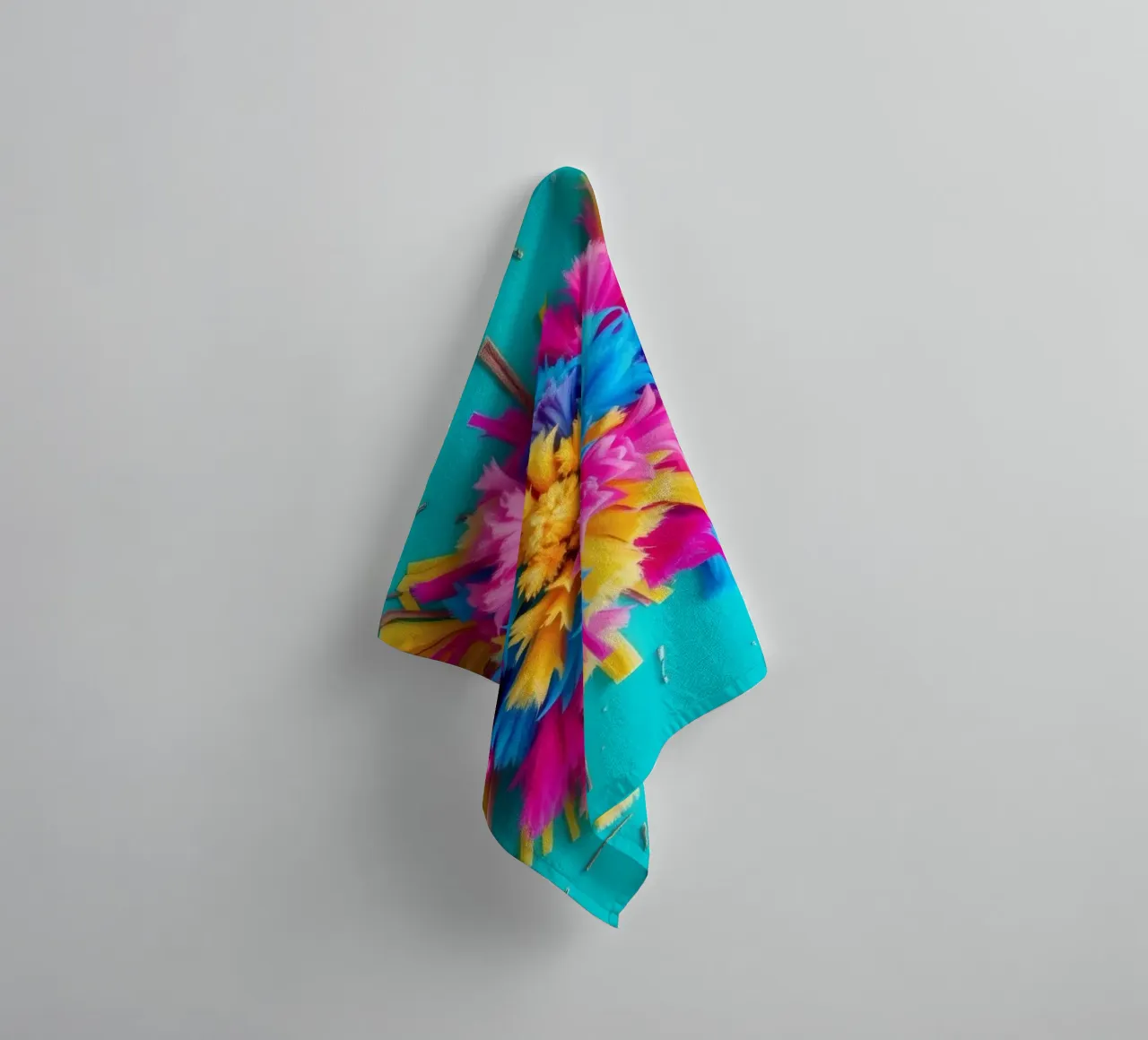 Brightly colored paper bursts create an artistic display towel by DesignDoodle