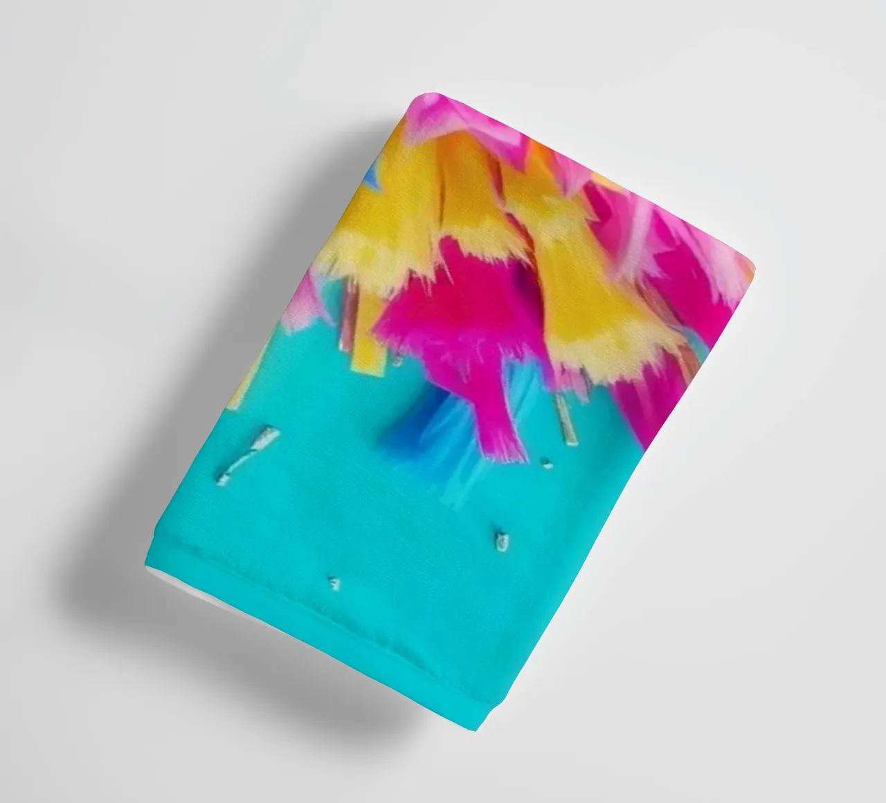 Brightly colored paper bursts create an artistic display towel by DesignDoodle