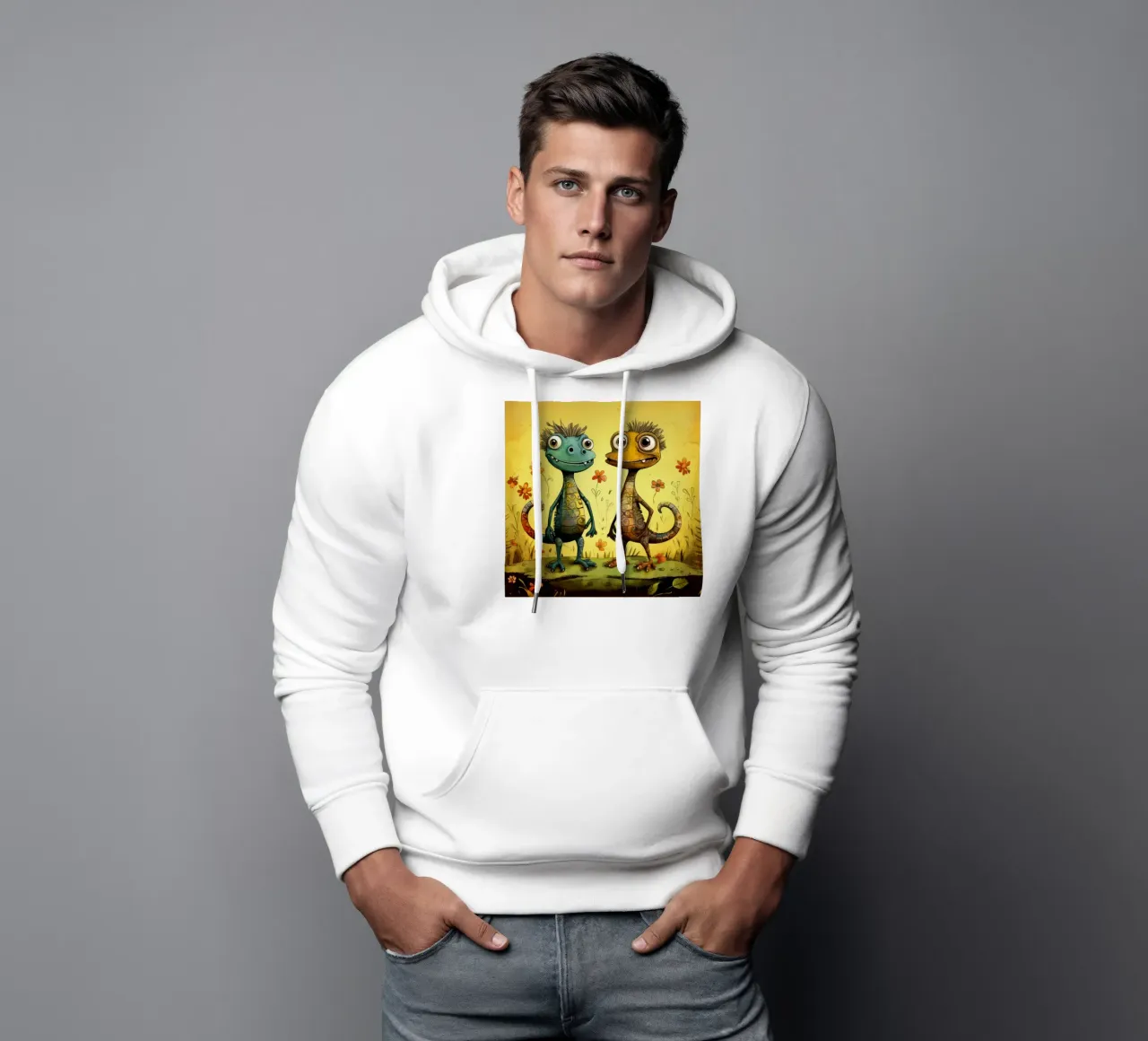 Dúo lagarto retro sudadera con capucha de Funny Animals