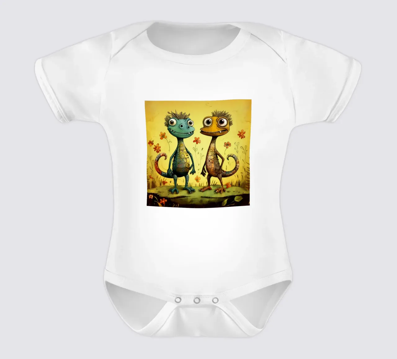 Retro Lizard Duo body neonato maniche corte da Funny Animals