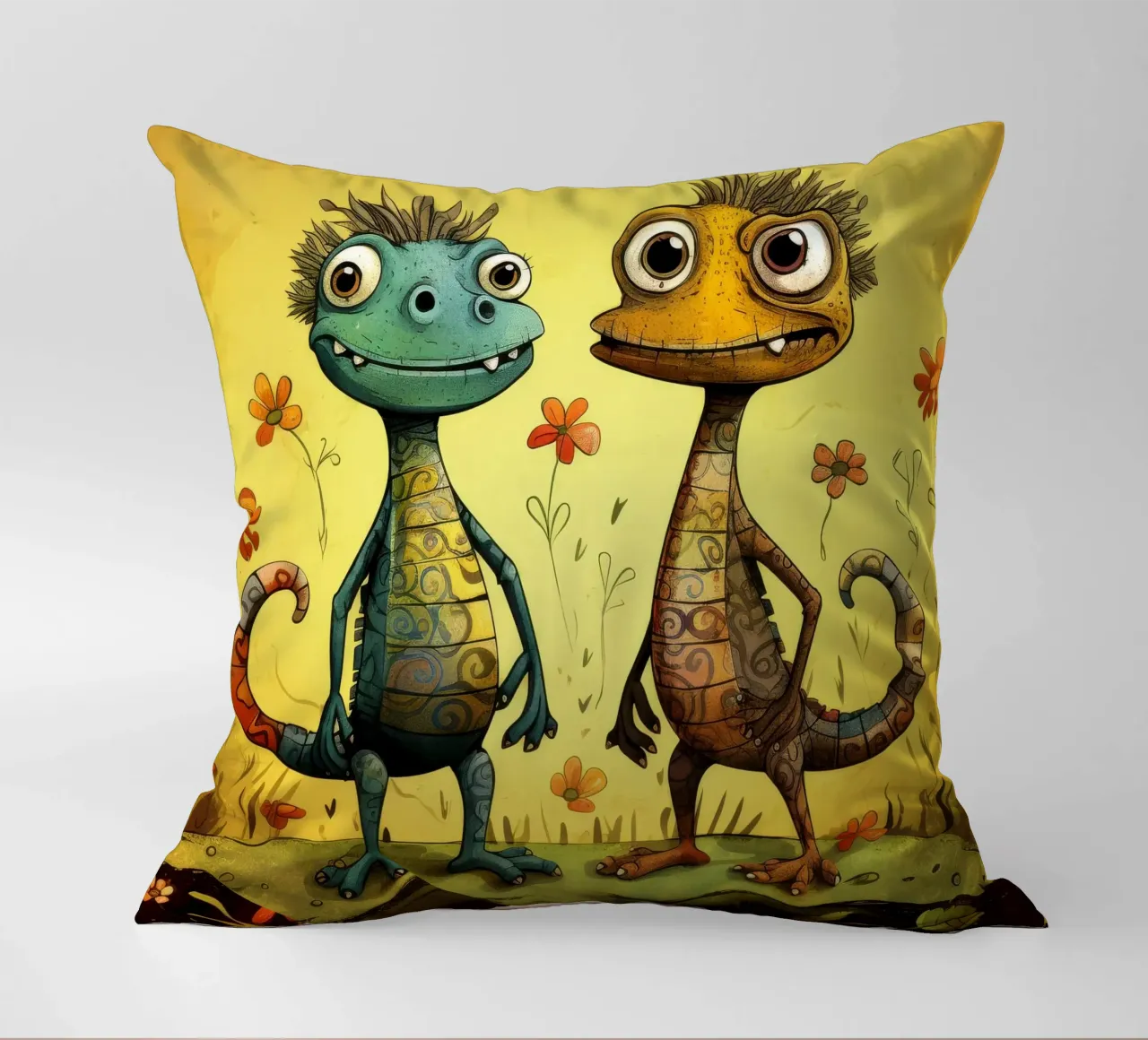 Retro Lizard Duo cuscino da Funny Animals