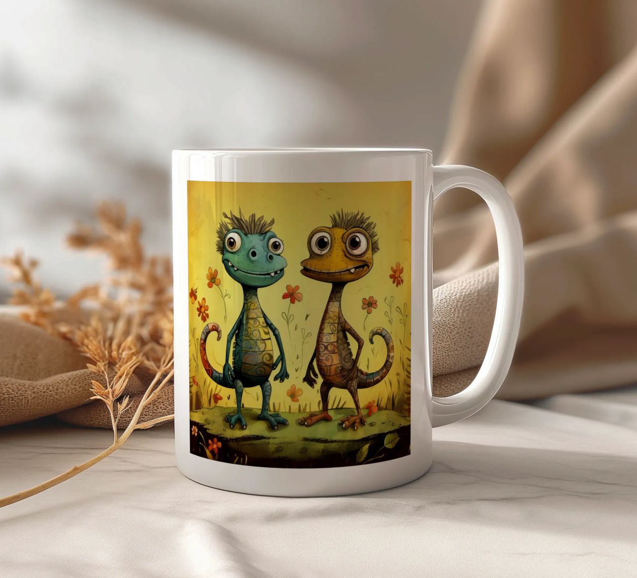 Retro Lizard Duo tazza in ceramica da Funny Animals