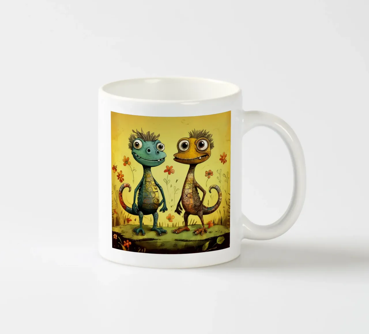 Retro Eidechse Duo Keramik Tasse von Funny Animals