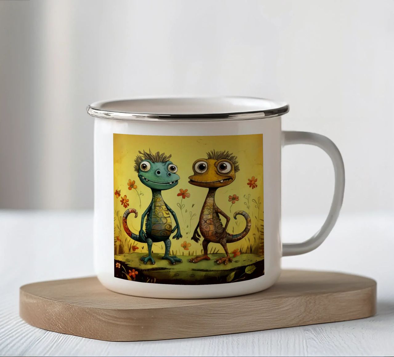 Retro Lizard Duo tazza in smalto da Funny Animals