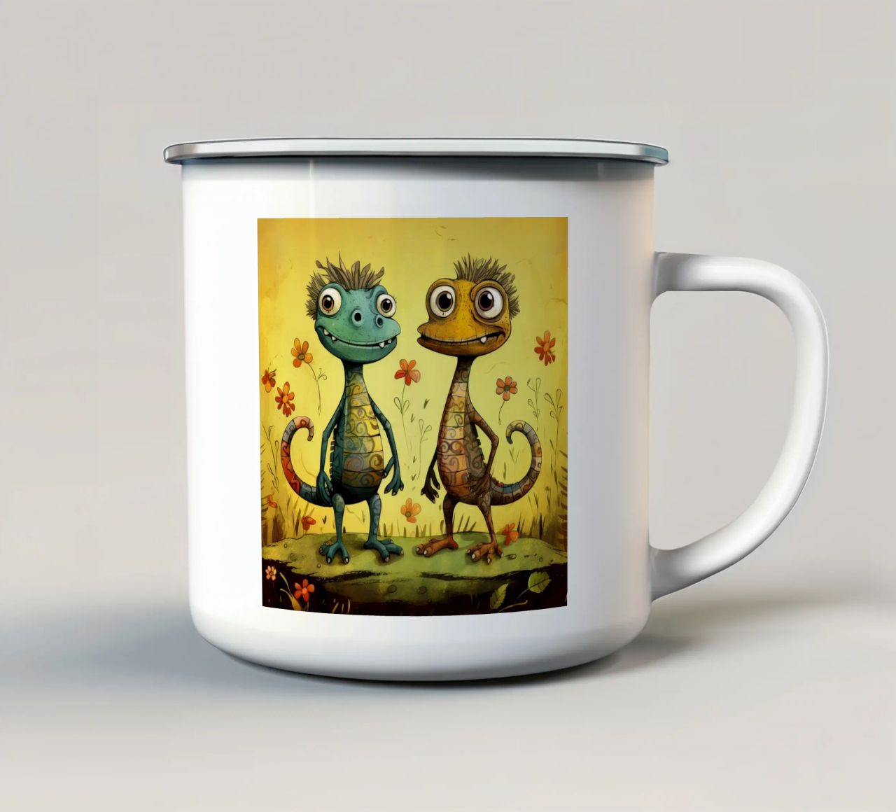 Retro Lizard Duo tazza in smalto da Funny Animals