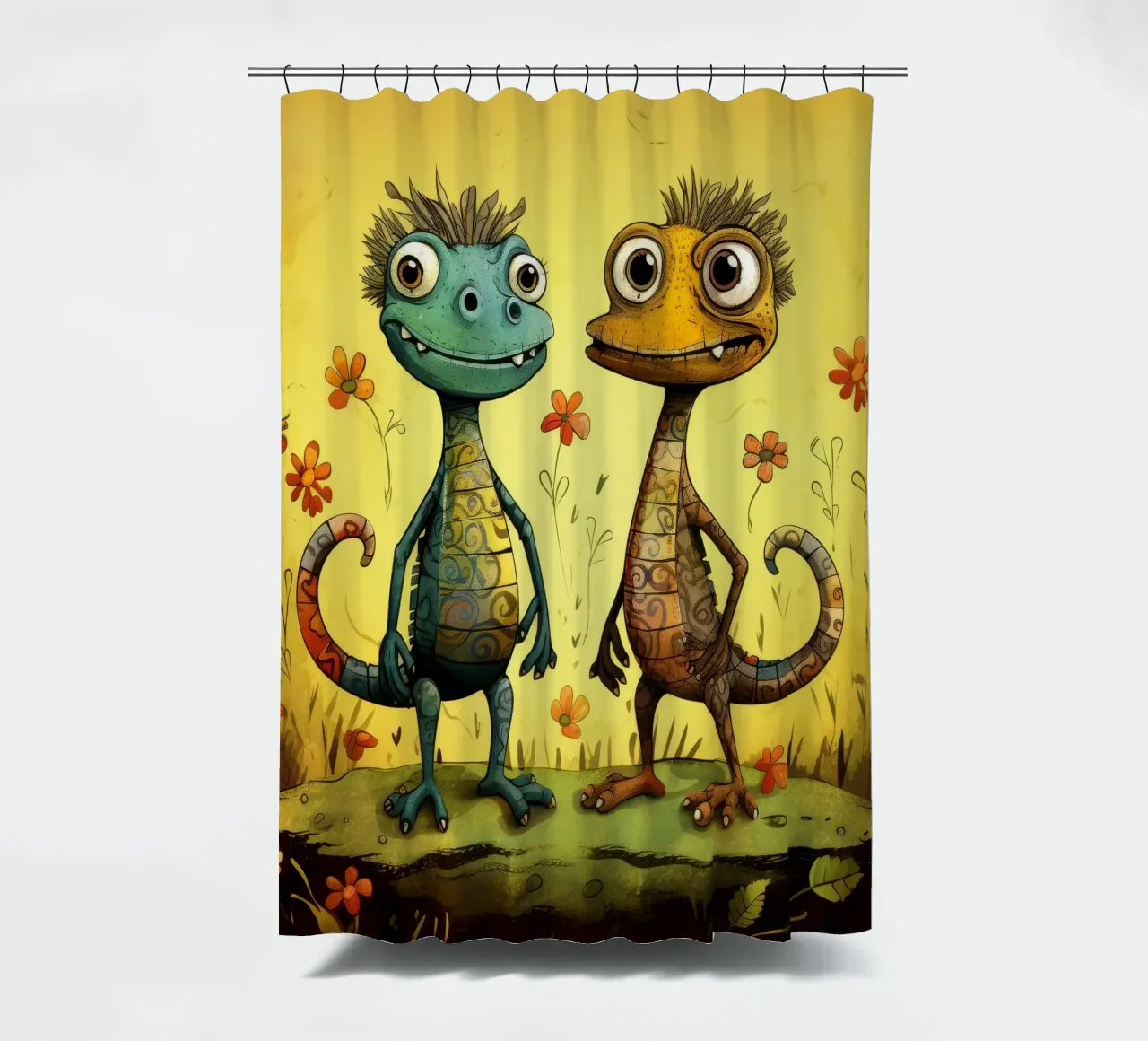 Retro Lizard Duo tenda da doccia da Funny Animals