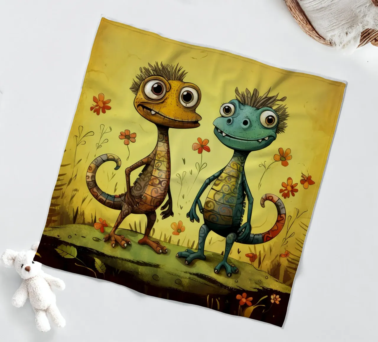 Retro Lizard Duo coperta in pile da Funny Animals