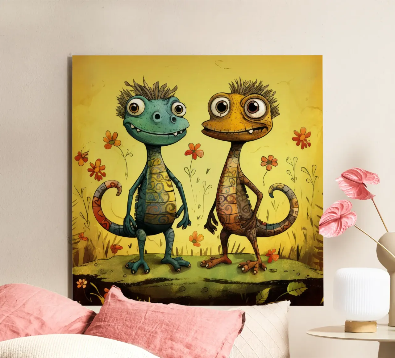 Retro Lizard Duo alluminio dibond da Funny Animals