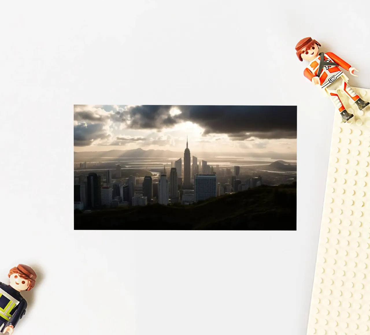 Vibrant sunset illuminates a city skyline with dramatic sticker by DesignDoodle