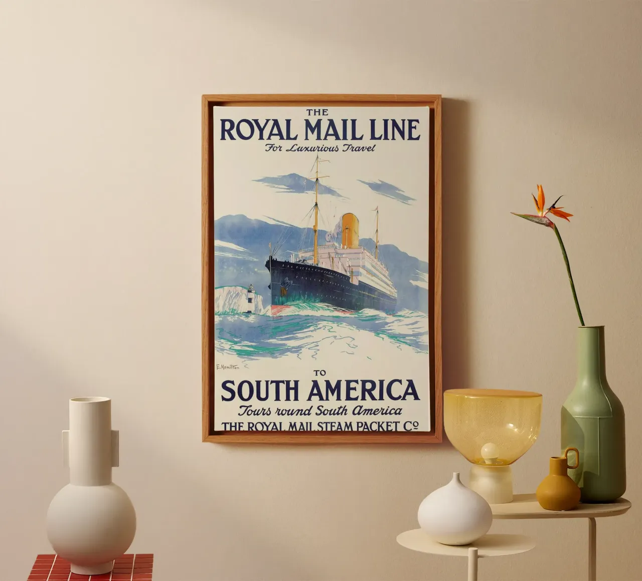 Hamilton - The Royal Mail Line to South America. canvas met Baklijst van ARTOTHEK