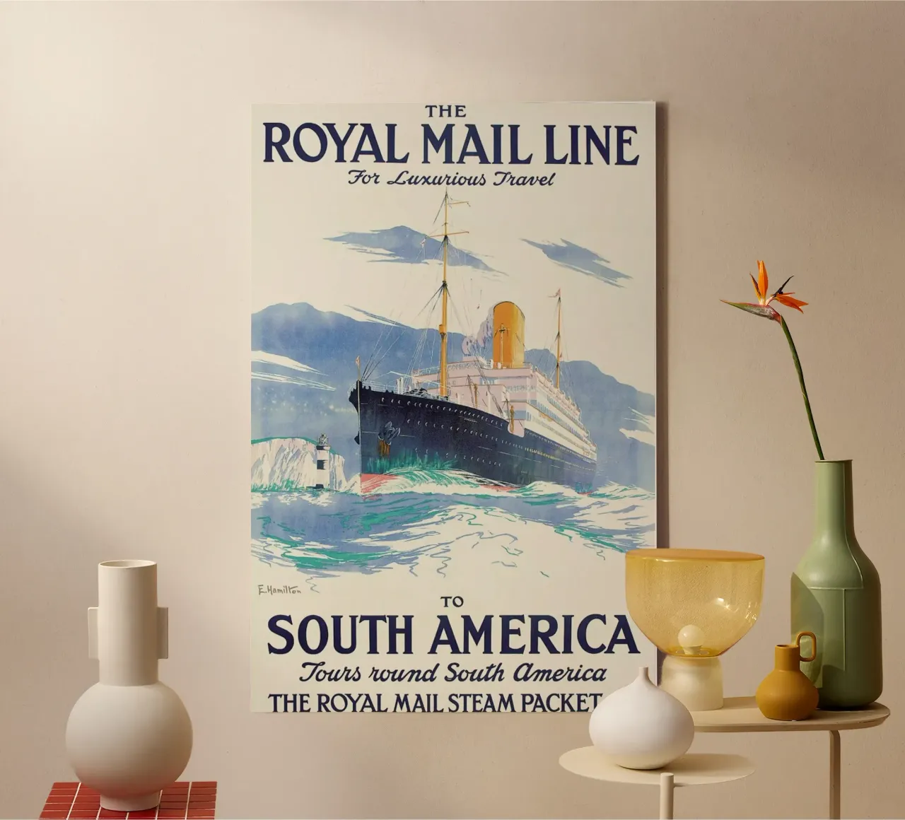 Hamilton - The Royal Mail Line to South America. canvas met Baklijst van ARTOTHEK