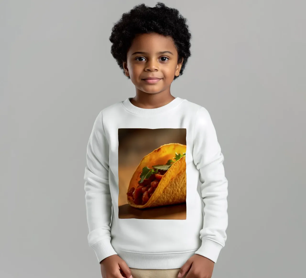 Deliziosi taco ripieni di fagioli conditi e di felpa bambino da DesignDoodle