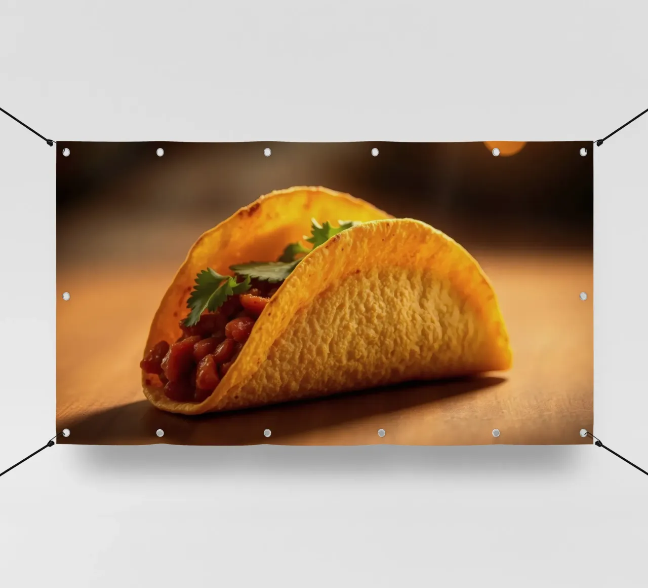 Deliziosi taco ripieni di fagioli conditi e di telo in pvc da DesignDoodle