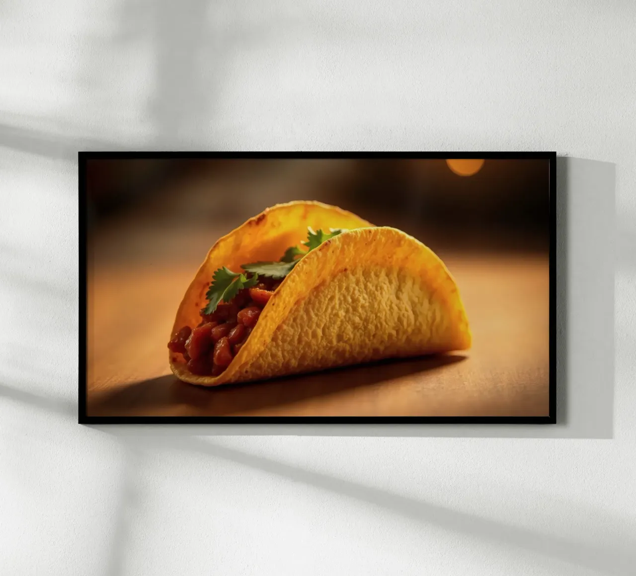 Delicious taco filled with seasoned beans and fresh poster by DesignDoodle