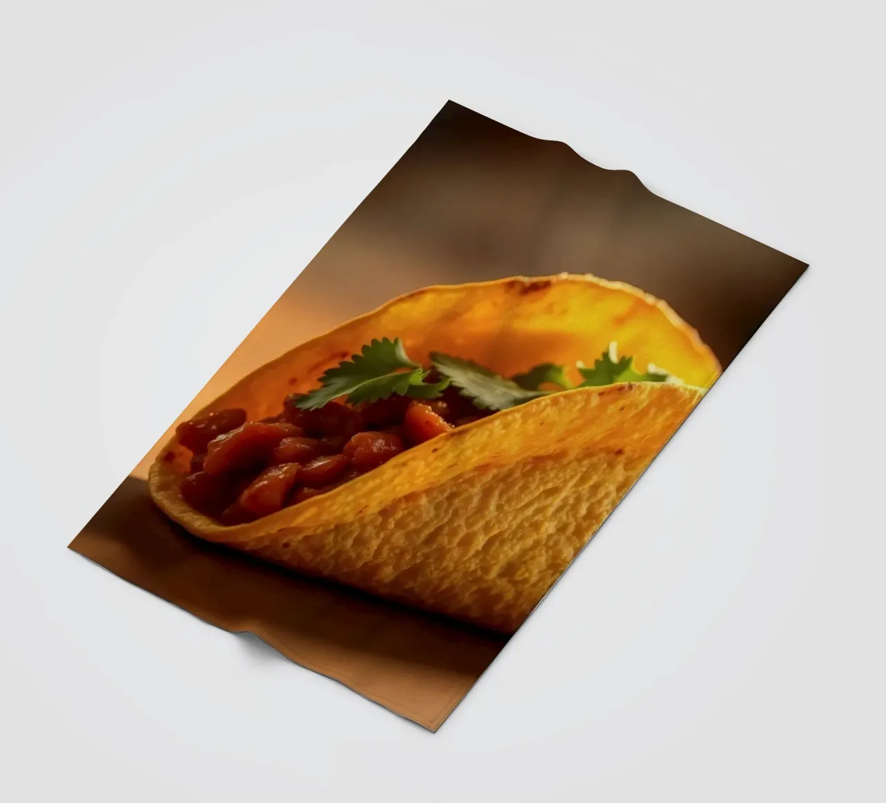 Delicious taco filled with seasoned beans and fresh fleece blanket by DesignDoodle