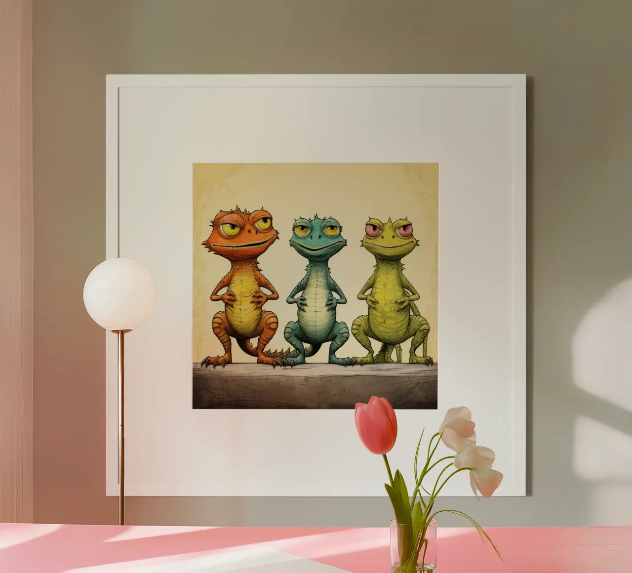 La banda delle lucertole retrò carta hahnemühle da Funny Animals
