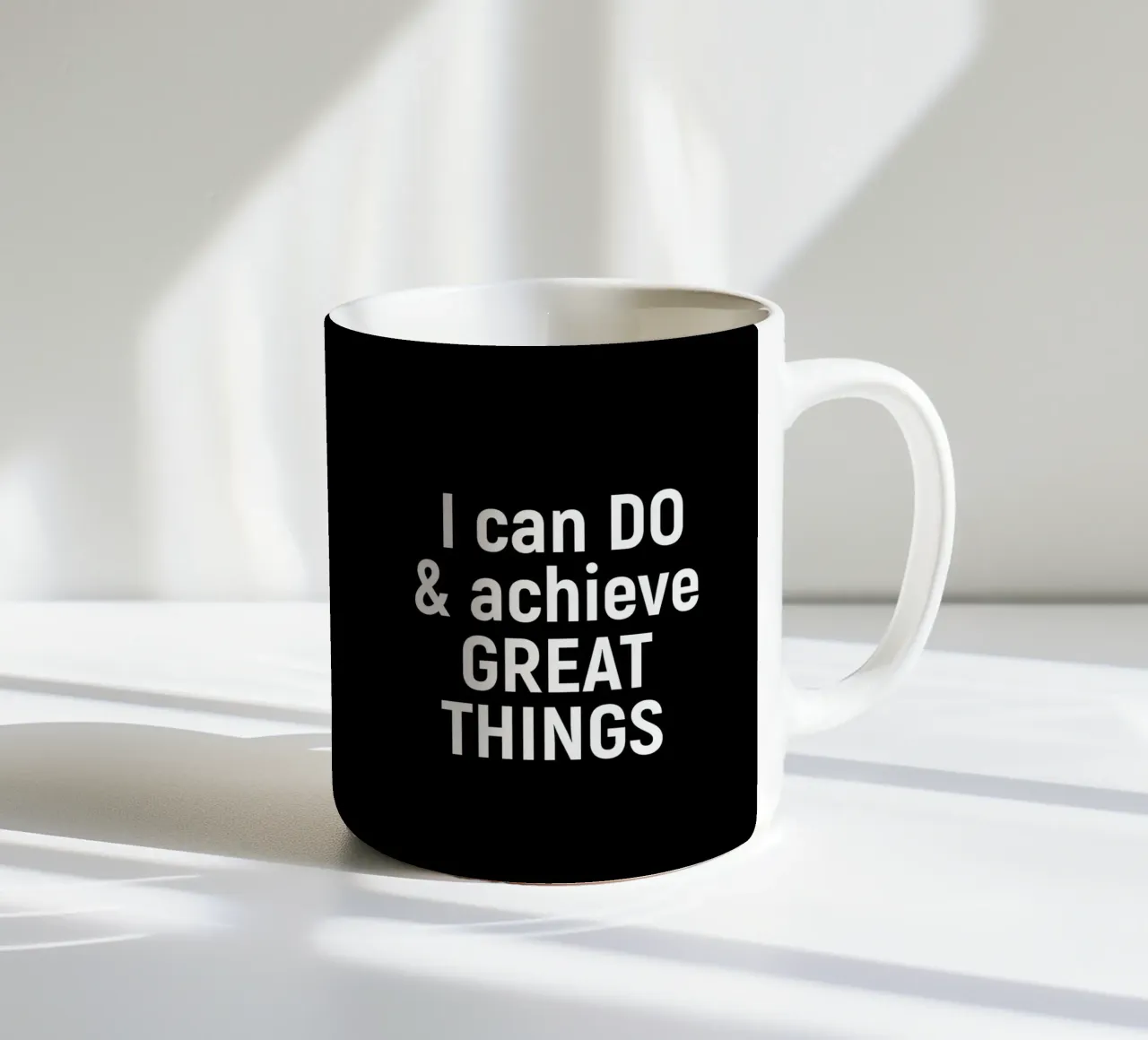 I can do and achieve great things ceramic mug by positivepipo
