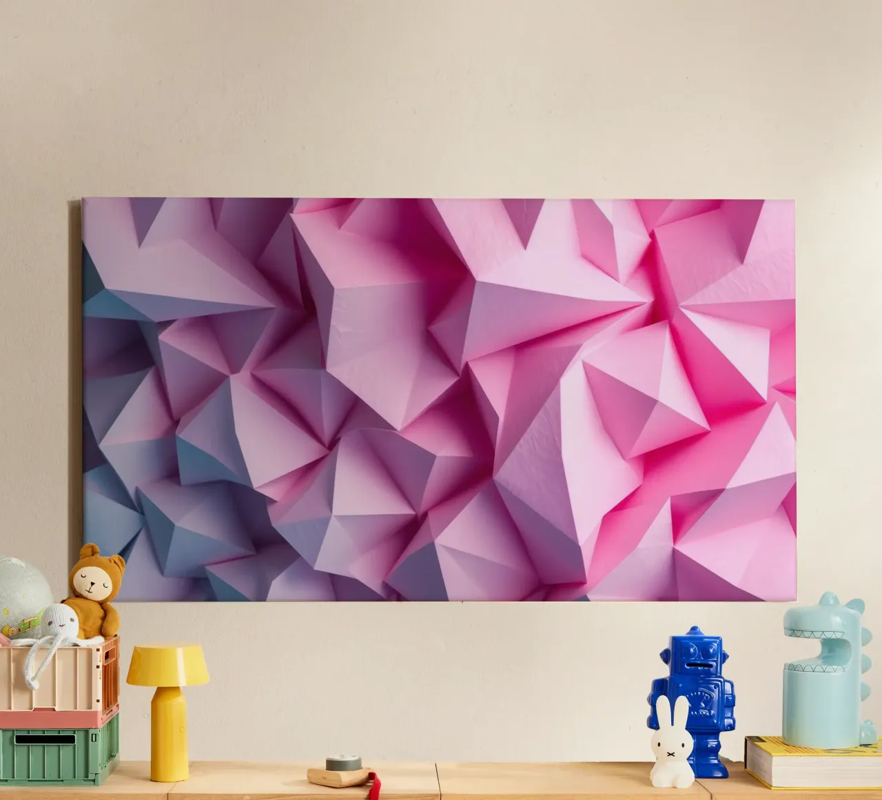 Colorful 3D geometric shapes create an intriguing abstract canvas by DesignDoodle