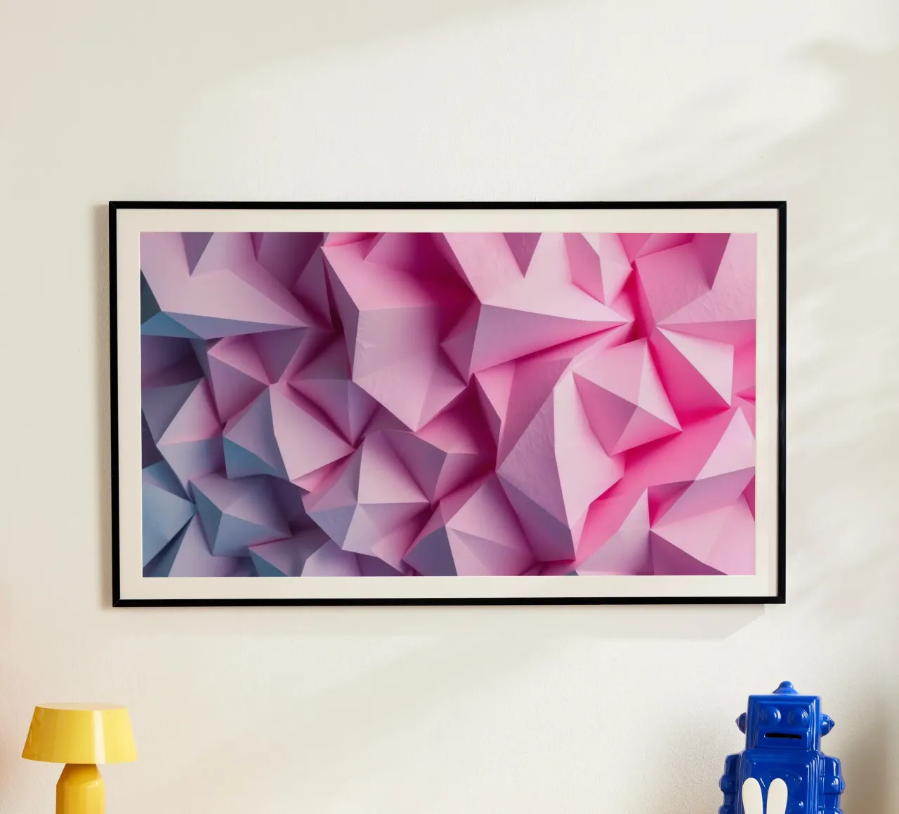 Colorful 3D geometric shapes create an intriguing abstract hahnemühle by DesignDoodle