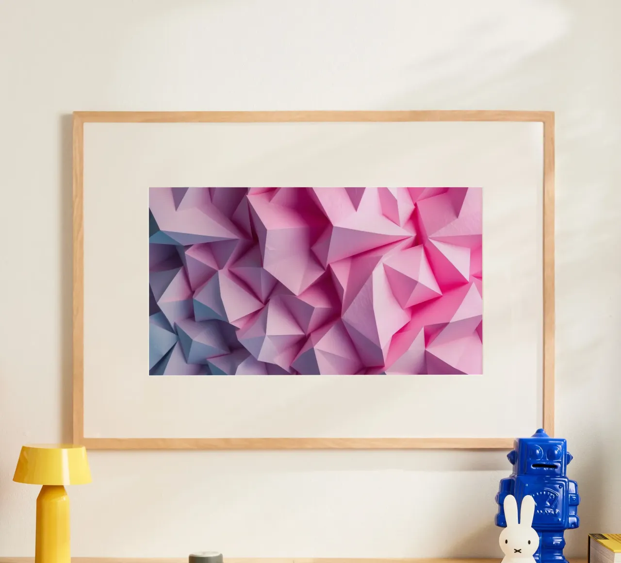 Colorful 3D geometric shapes create an intriguing abstract hahnemühle by DesignDoodle