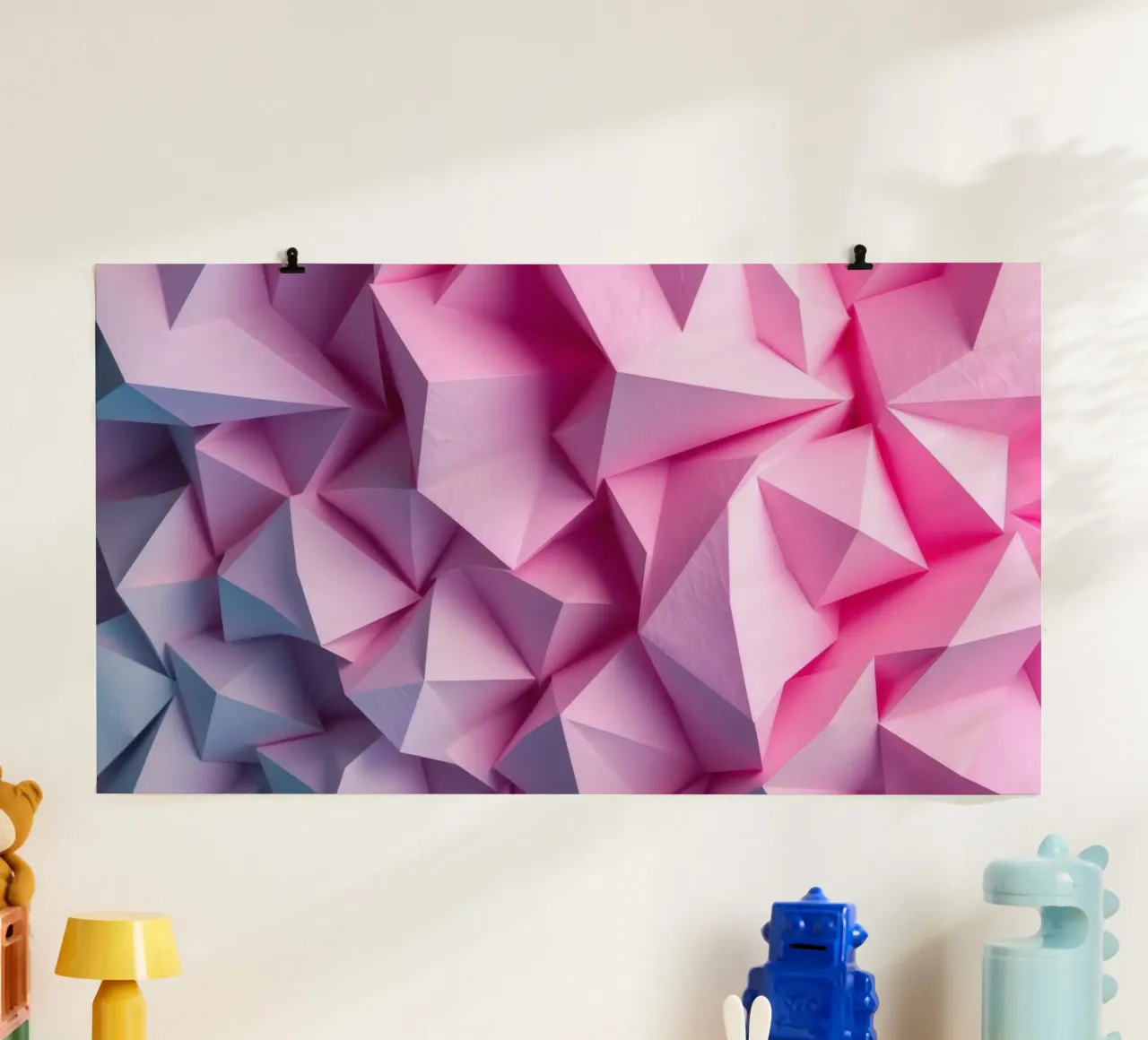 Colorful 3D geometric shapes create an intriguing abstract hahnemühle by DesignDoodle