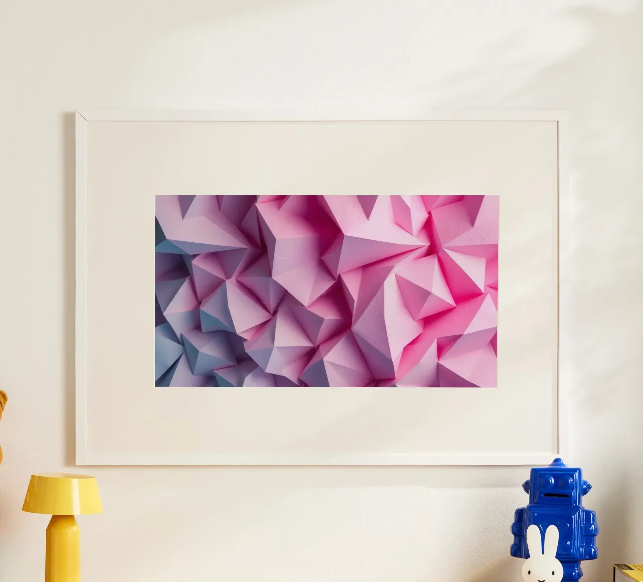 Colorful 3D geometric shapes create an intriguing abstract hahnemühle by DesignDoodle