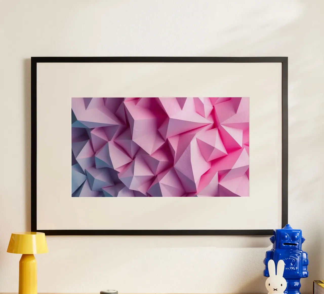 Colorful 3D geometric shapes create an intriguing abstract hahnemühle by DesignDoodle
