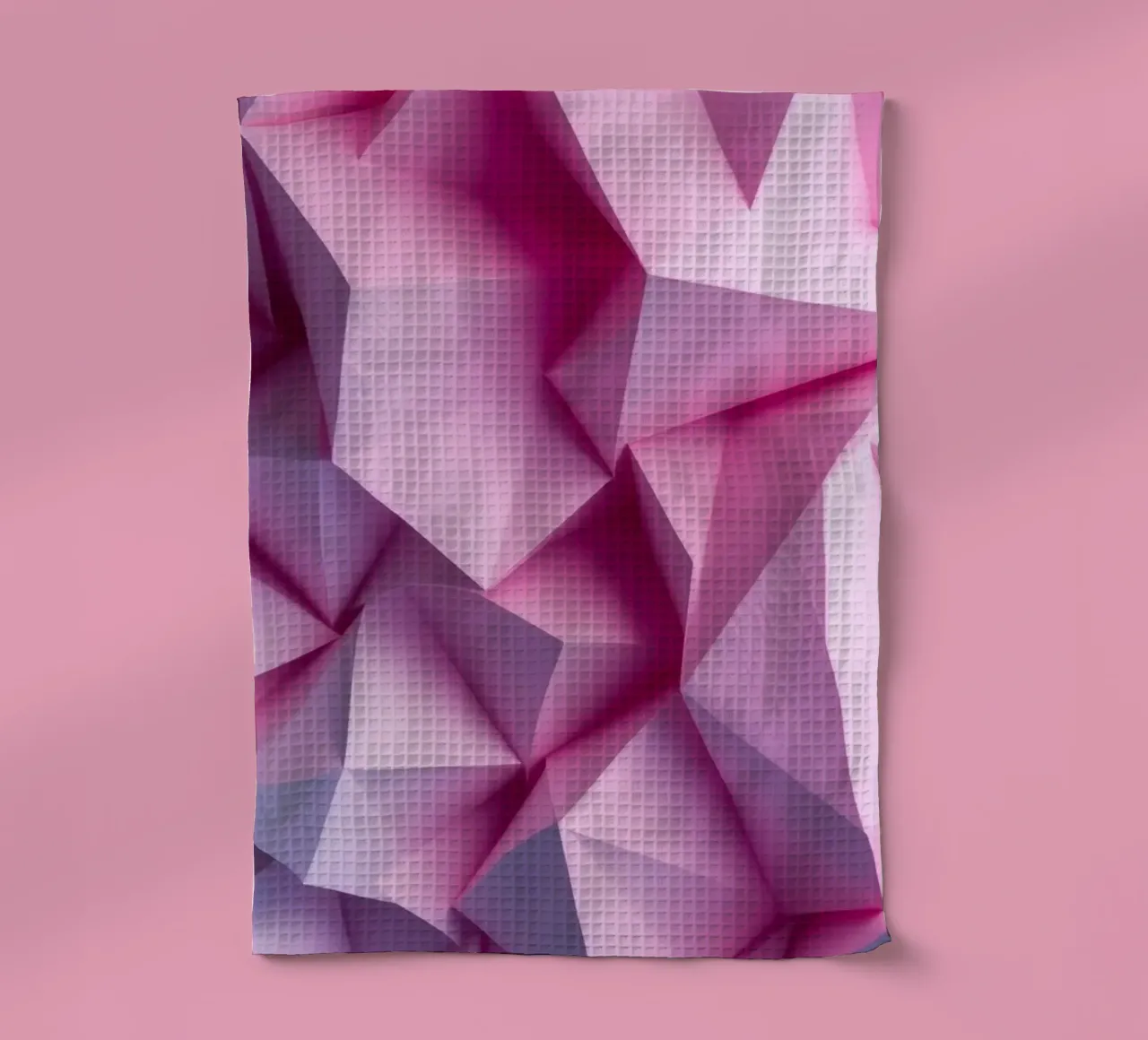 Colorful 3D geometric shapes create an intriguing abstract tea towel by DesignDoodle