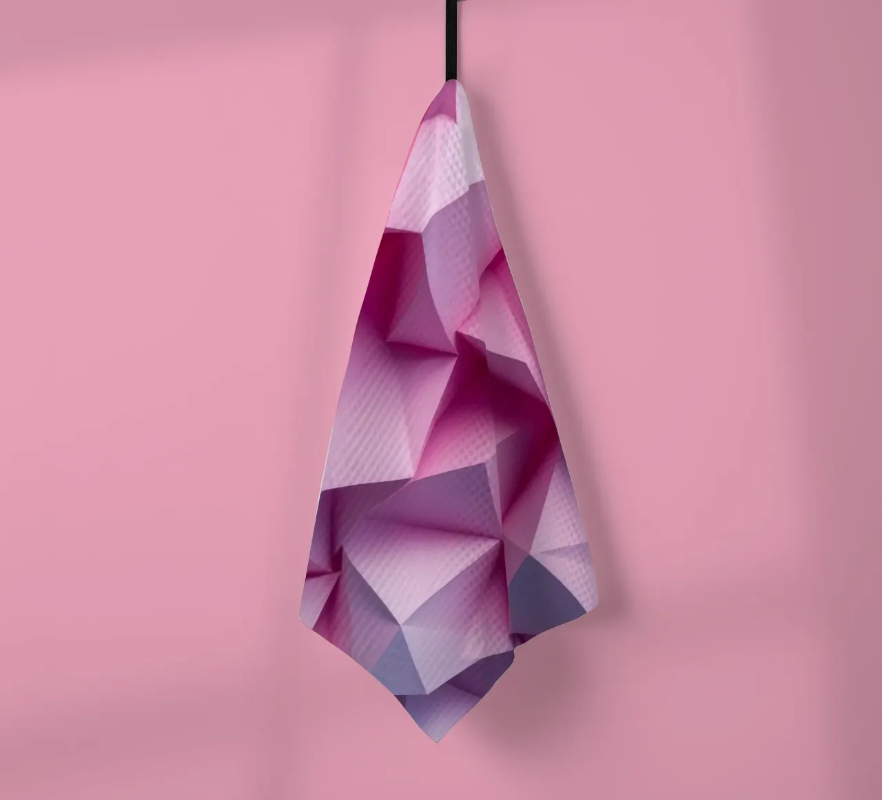 Colorful 3D geometric shapes create an intriguing abstract tea towel by DesignDoodle