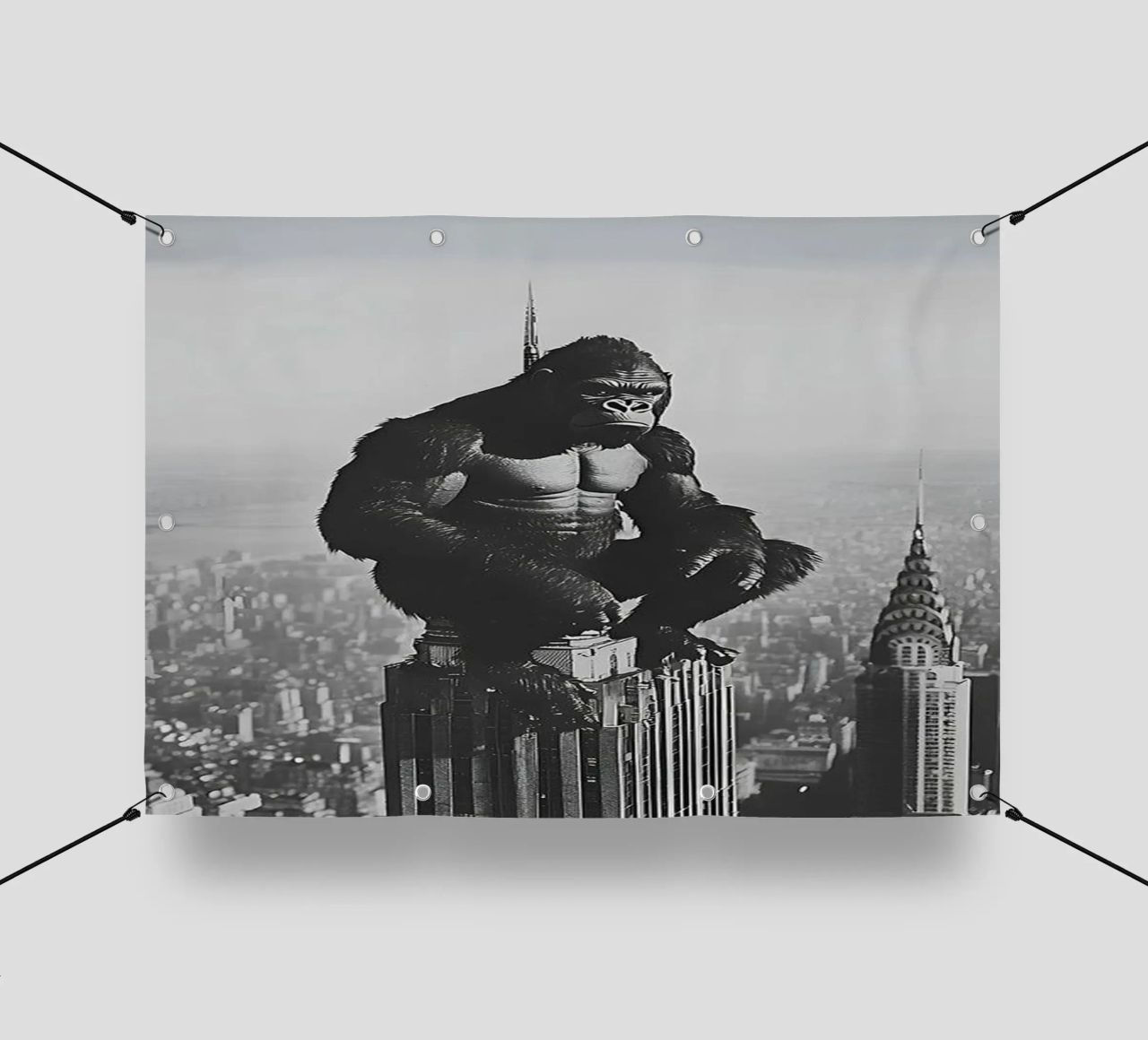 King Kong nella Torre telo in pvc da christal shop