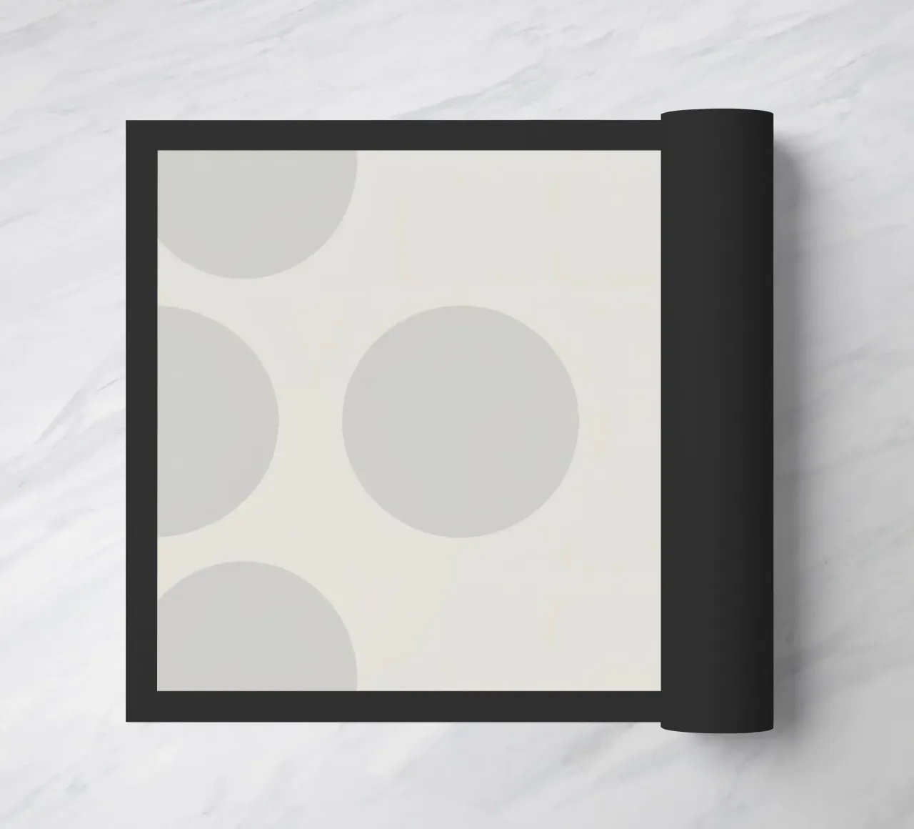 Subtle polka dot pattern on a light background doormat by DesignDoodle