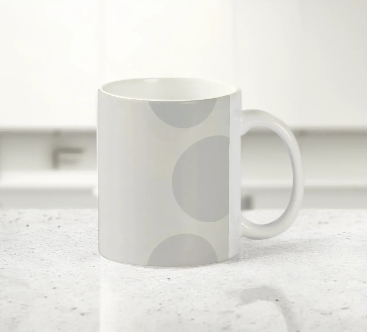 Subtle polka dot pattern on a light background ceramic mug by DesignDoodle