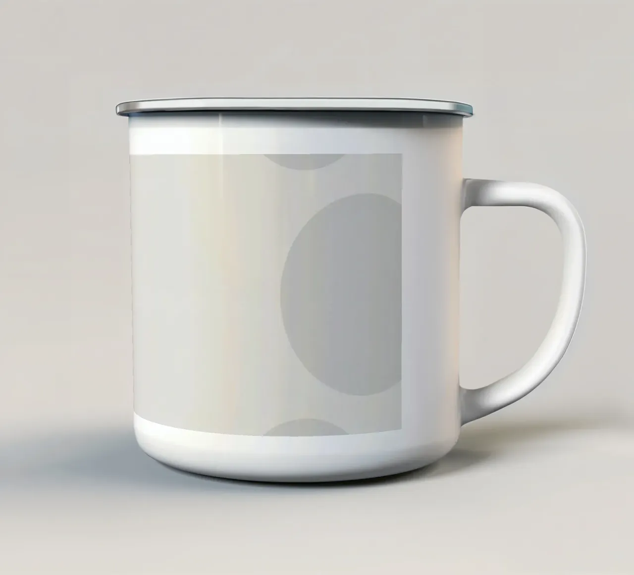 Subtle polka dot pattern on a light background enamel mug by DesignDoodle