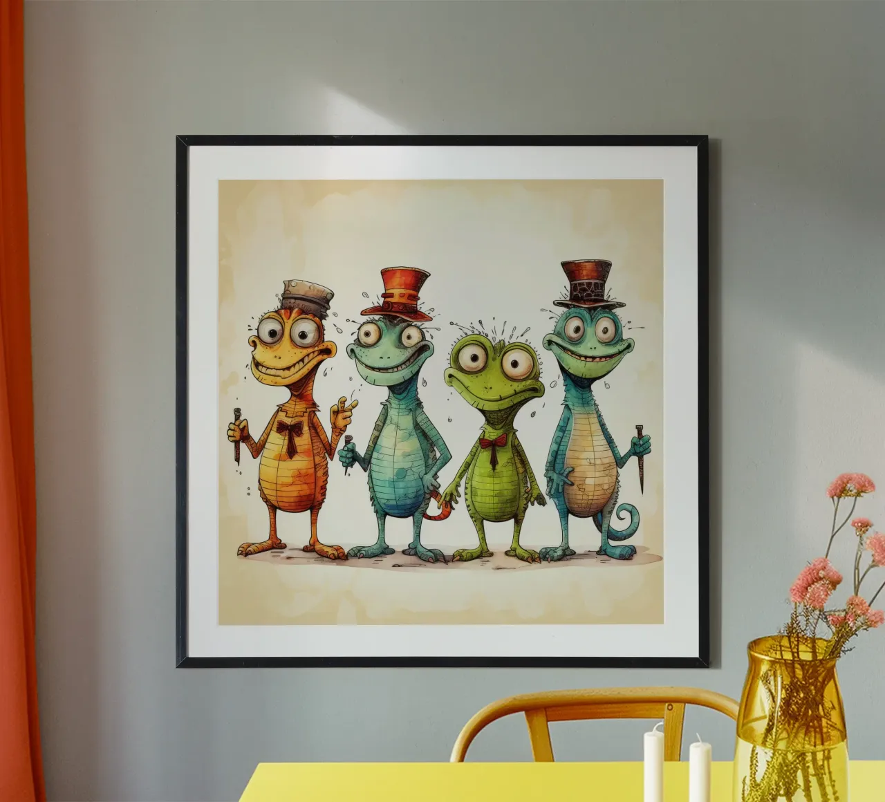 Retro Lizard Gang poster with plastic frame by Funny Animals