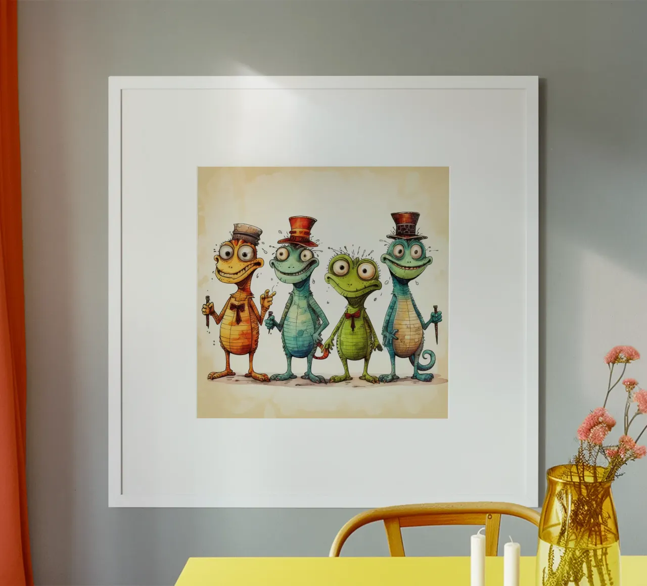 Retro Lizard Gang poster with plastic frame by Funny Animals