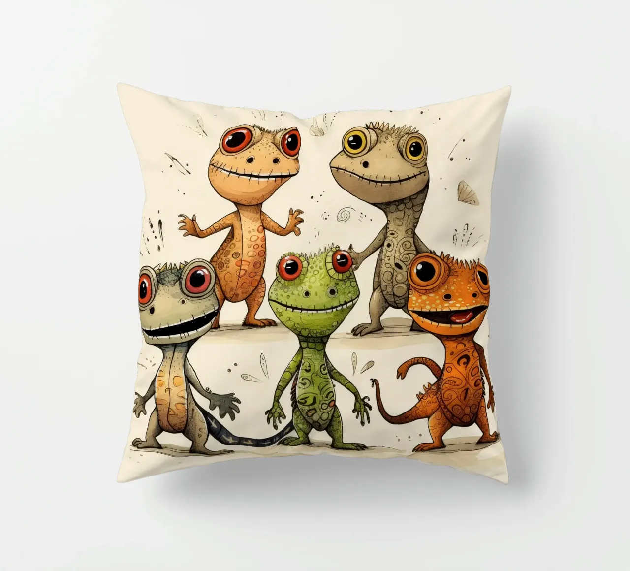 La banda delle lucertole retrò cuscino da Funny Animals