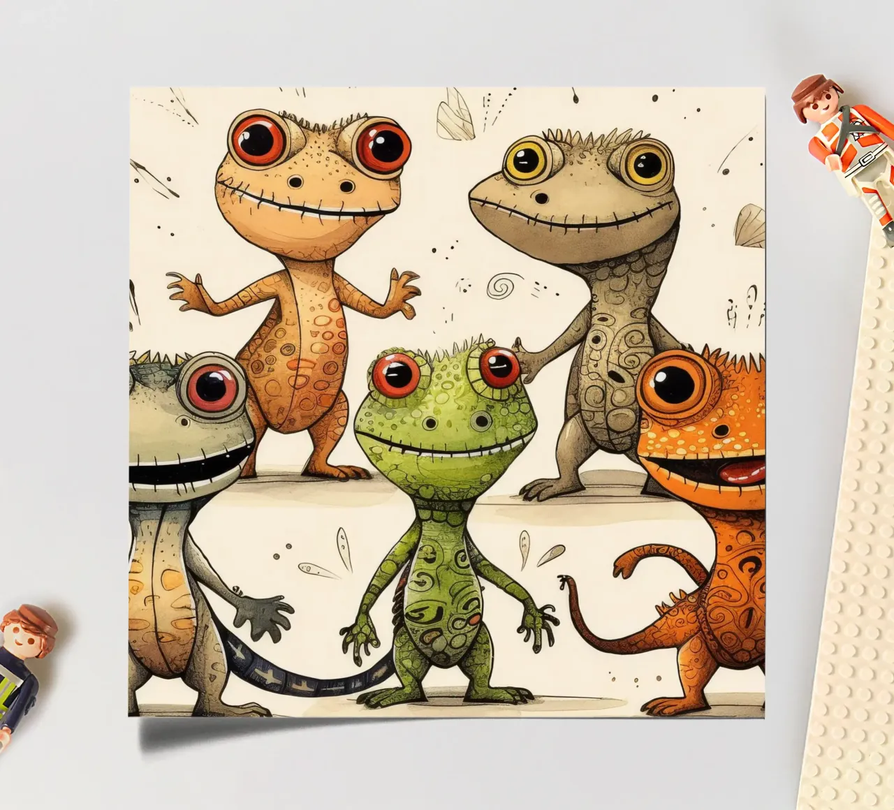 Retro-Eidechsenbande Stickerbogen von Funny Animals
